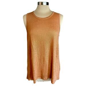 Banana Republic Linen Metallic Rose Gold Tank Top Tunic MEDIUM Neutral Work